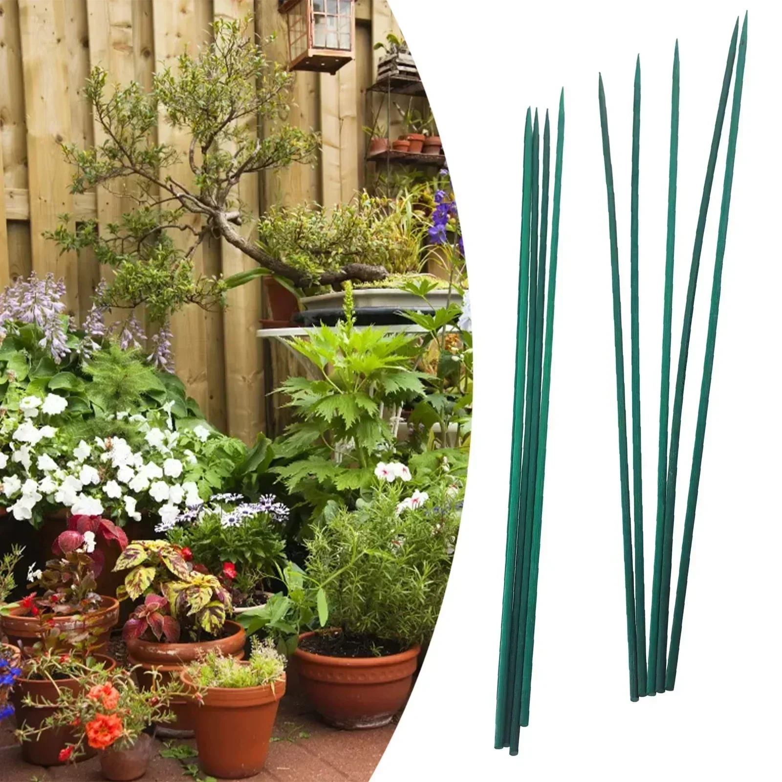 Plant Support Stake - 10 PC 40 ซม.Plant Stake ชุดไม้ดอกไม้ไม้ไผ่สีเขียว-พืชสนับสนุน