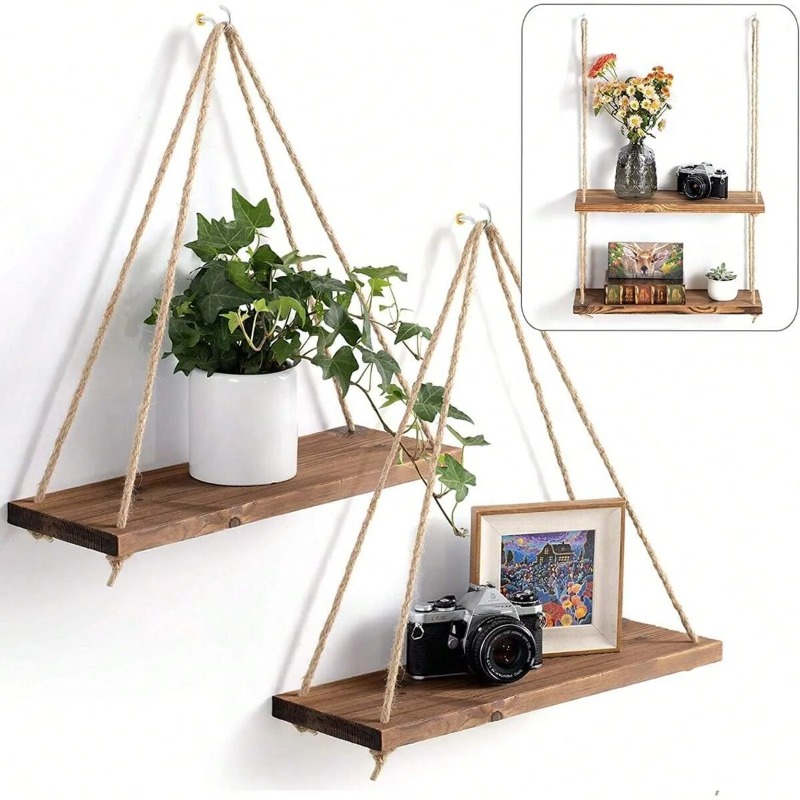 1PC ไม้ Swing แขวนเชือกกัญชาชั - Terracotta Pot บทวิจารณ์และราคา